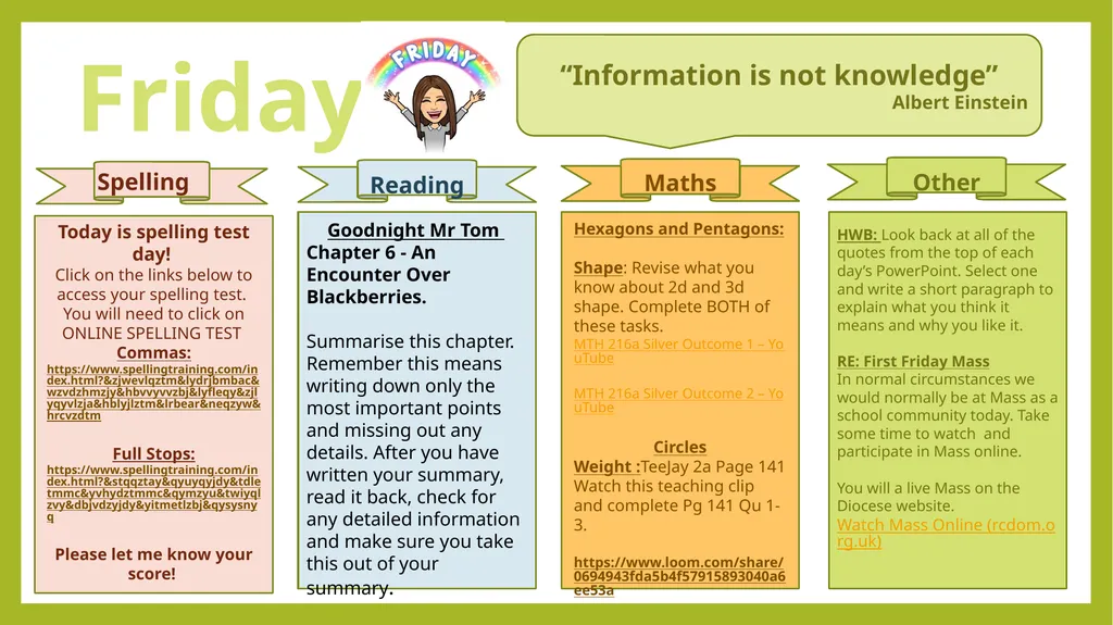 Good Night Mr Tom Read chapter 6 Note down - slide 5 of 6