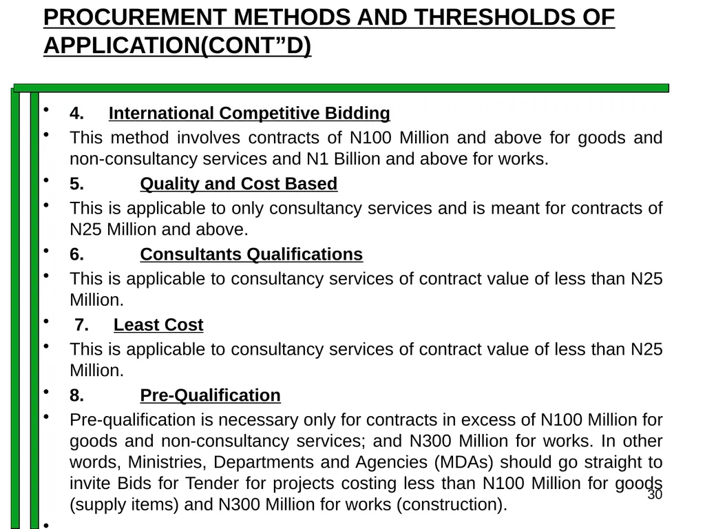 ENTRENCHING INTEGRITY IN PROCUREMENT PROCESS OF - slide 30 of 43