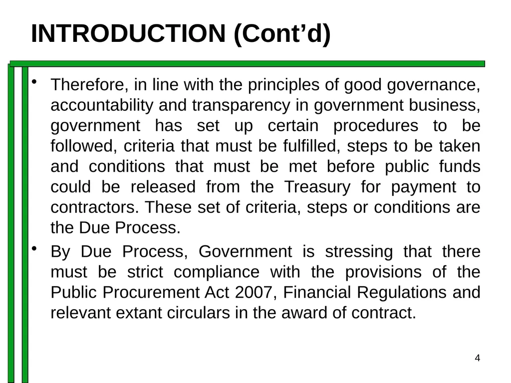 ENTRENCHING INTEGRITY IN PROCUREMENT PROCESS OF - slide 4 of 43