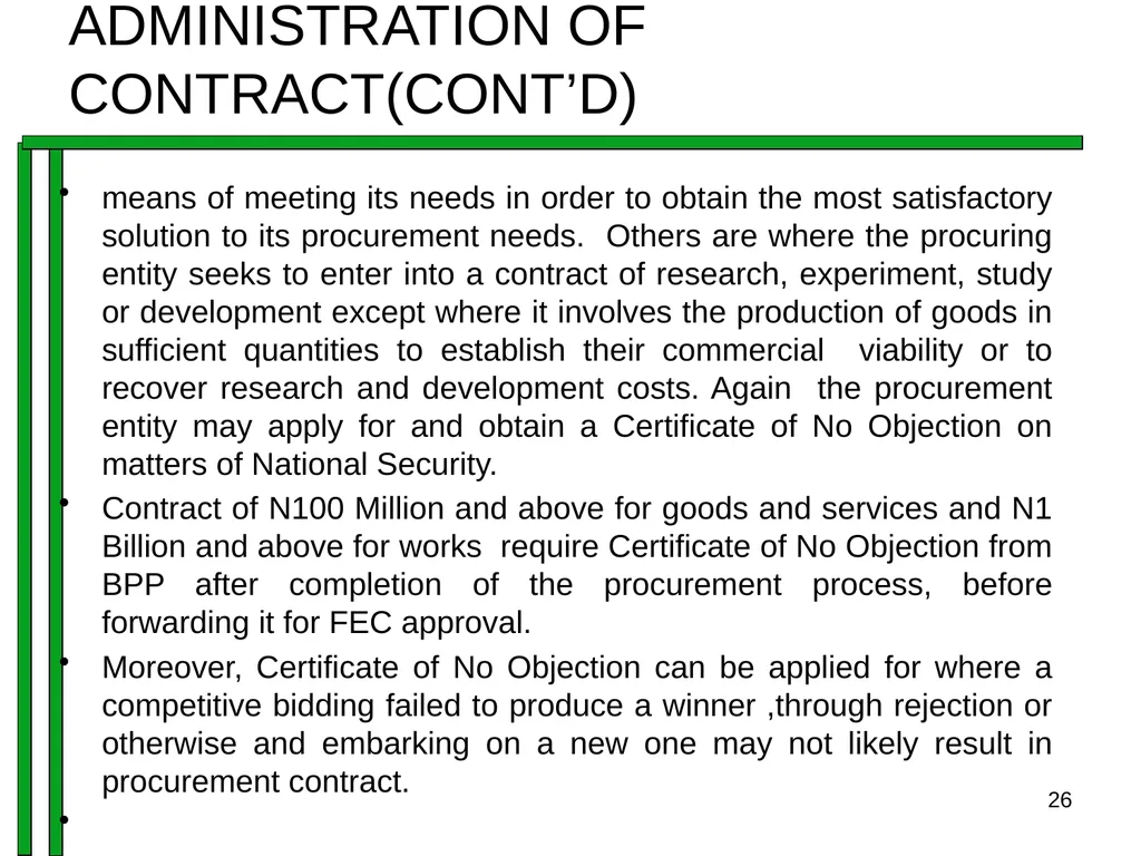 ENTRENCHING INTEGRITY IN PROCUREMENT PROCESS OF - slide 26 of 43