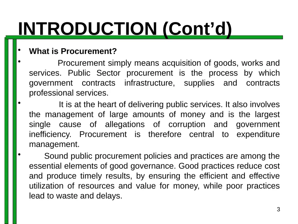 ENTRENCHING INTEGRITY IN PROCUREMENT PROCESS OF - slide 3 of 43