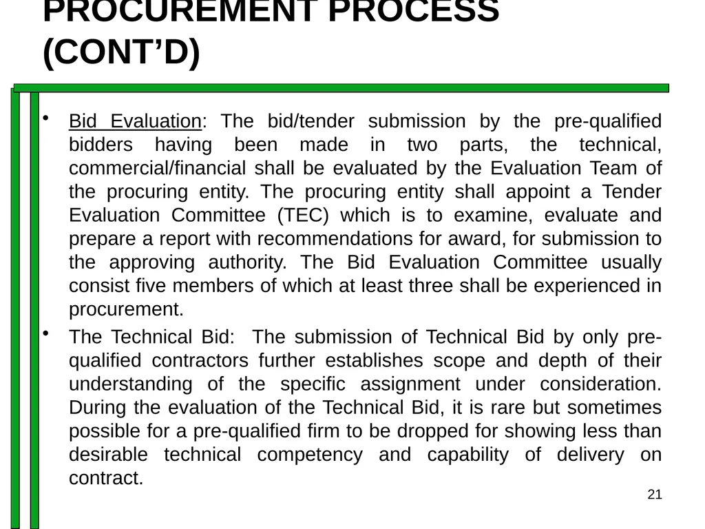 ENTRENCHING INTEGRITY IN PROCUREMENT PROCESS OF - slide 21 of 43