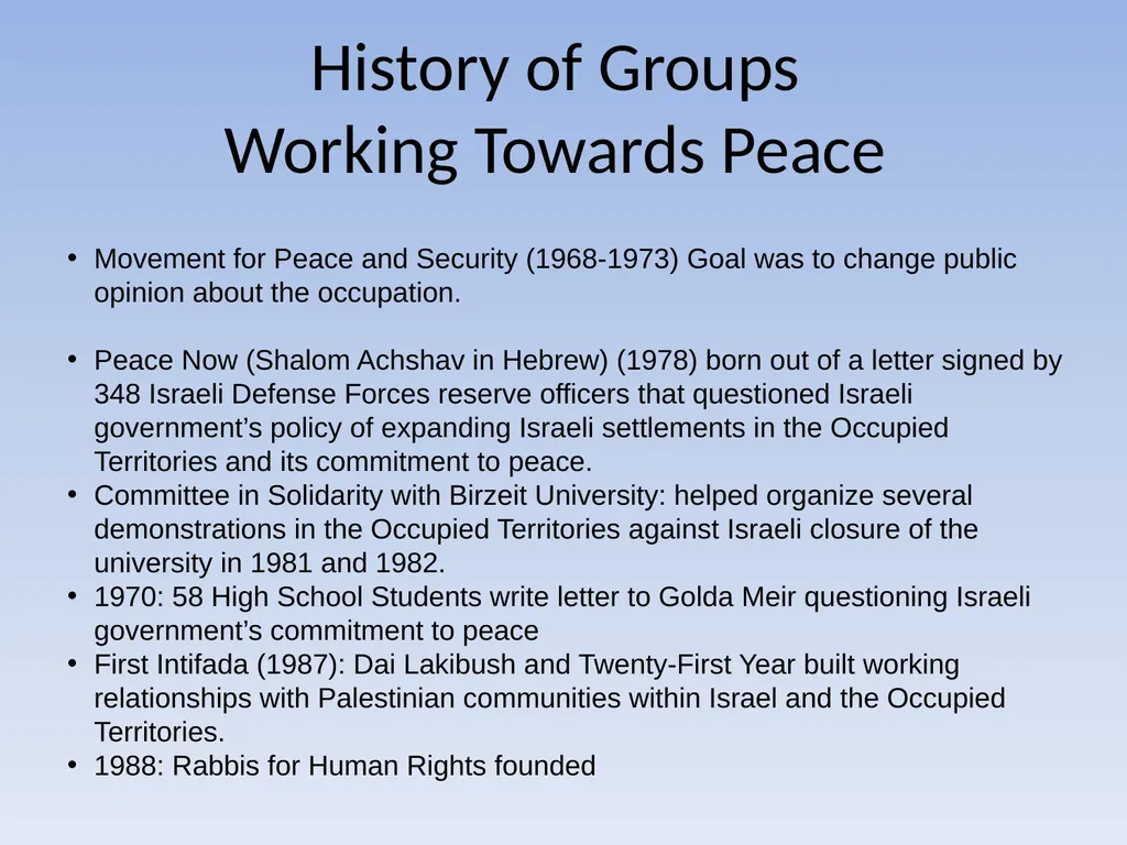 People and Organizations Creating Paths to Peace - slide 2 of 7