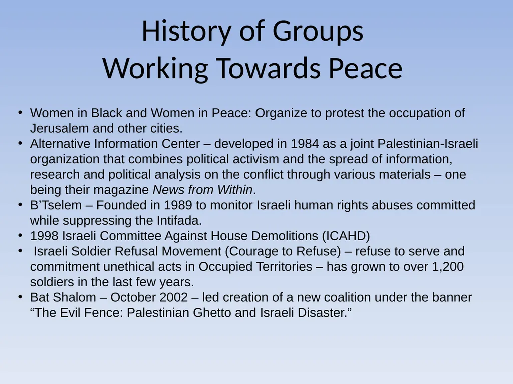People and Organizations Creating Paths to Peace - slide 3 of 7