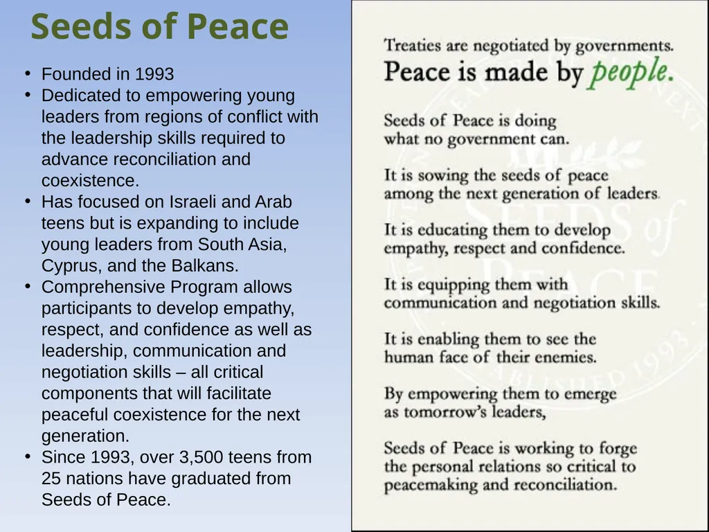 People and Organizations Creating Paths to Peace - slide 7 of 7