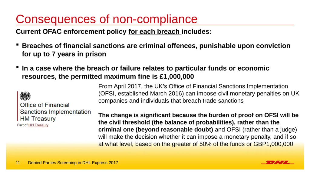 Denied parties screening DHL Express – Excellence. - slide 11 of 18