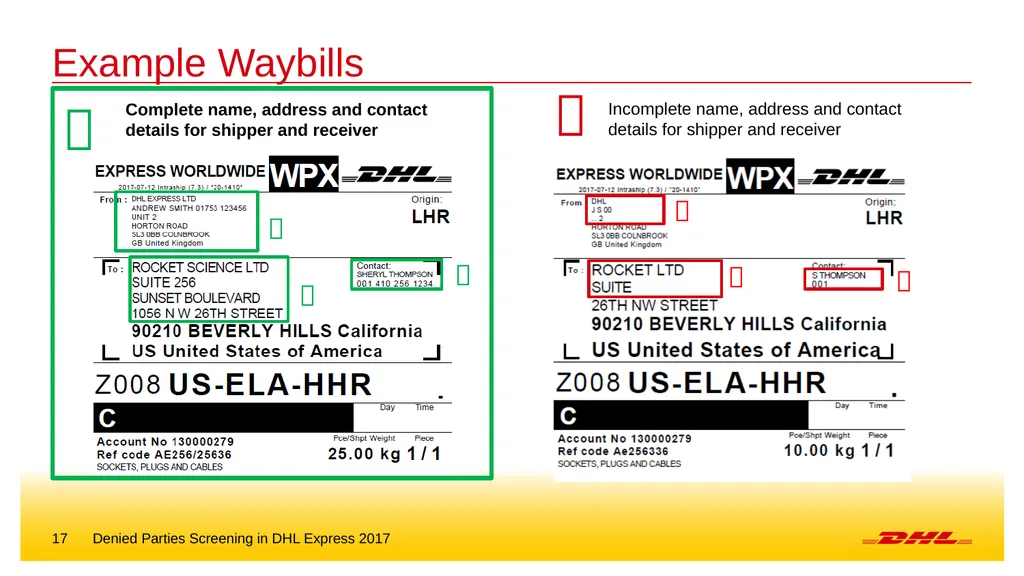 Denied parties screening DHL Express – Excellence. - slide 17 of 18