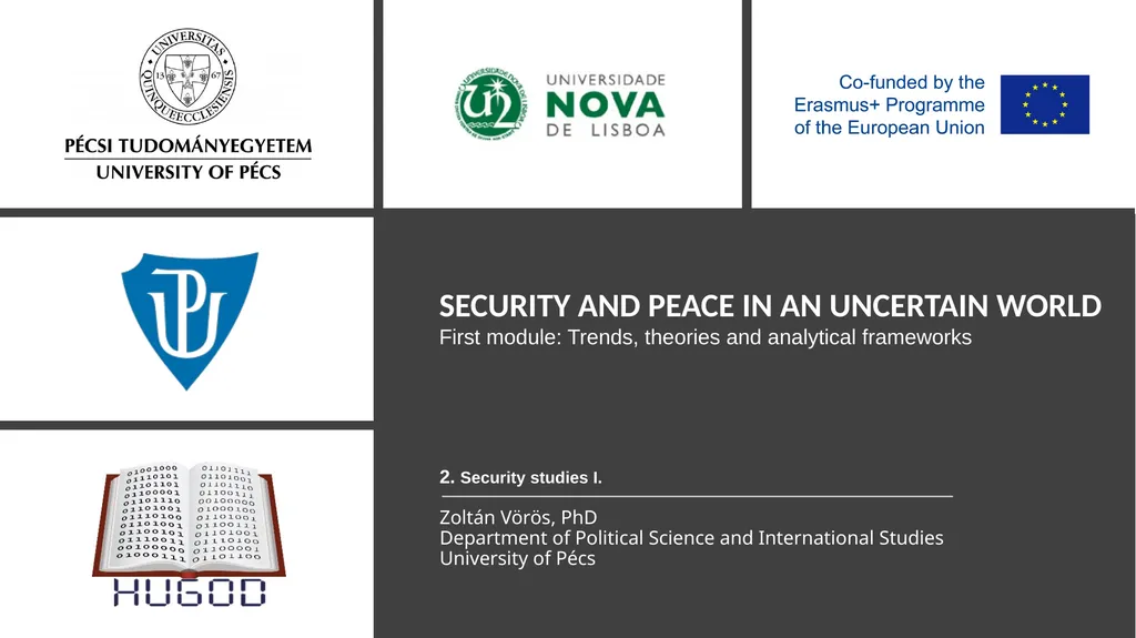 2. Security studies I. Zoltán Vörös, PhD - slide 1 of 20