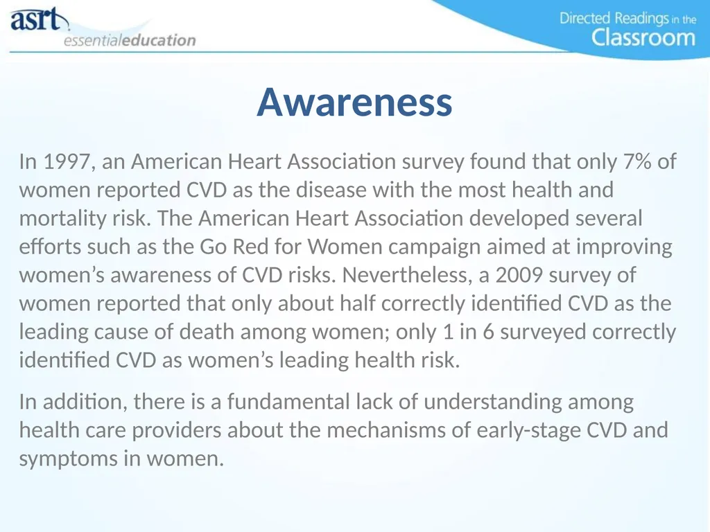 Women and Heart Disease Directed Readings In the - slide 22 of 52