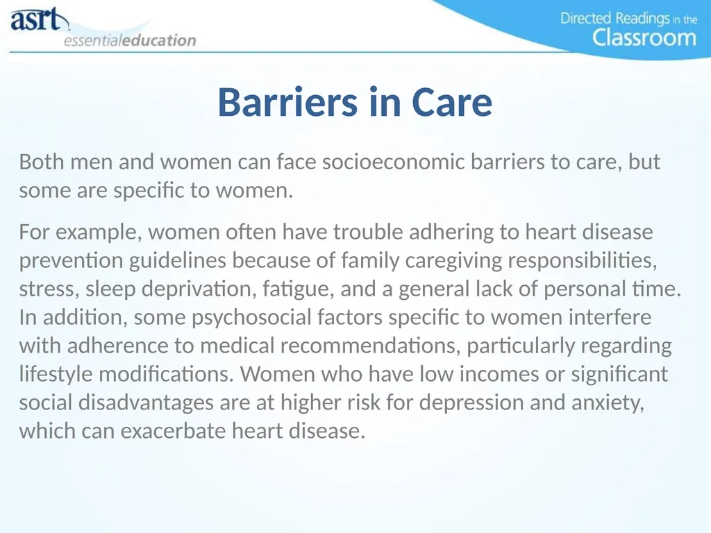 Women and Heart Disease Directed Readings In the - slide 26 of 52
