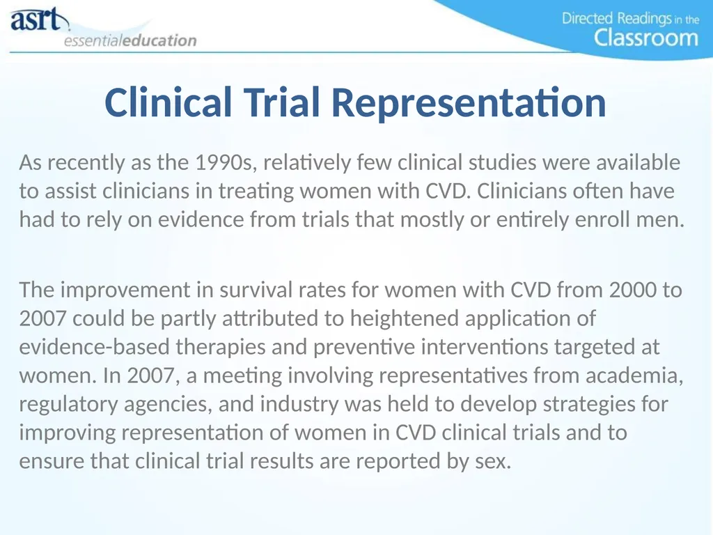 Women and Heart Disease Directed Readings In the - slide 23 of 52