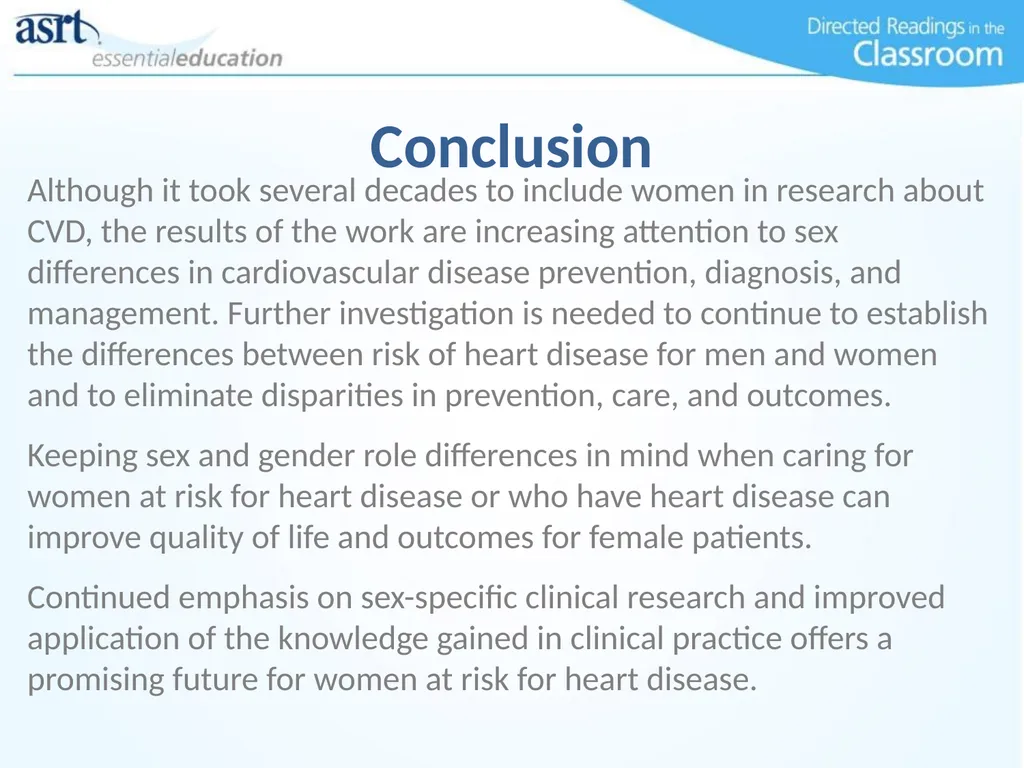 Women and Heart Disease Directed Readings In the - slide 50 of 52