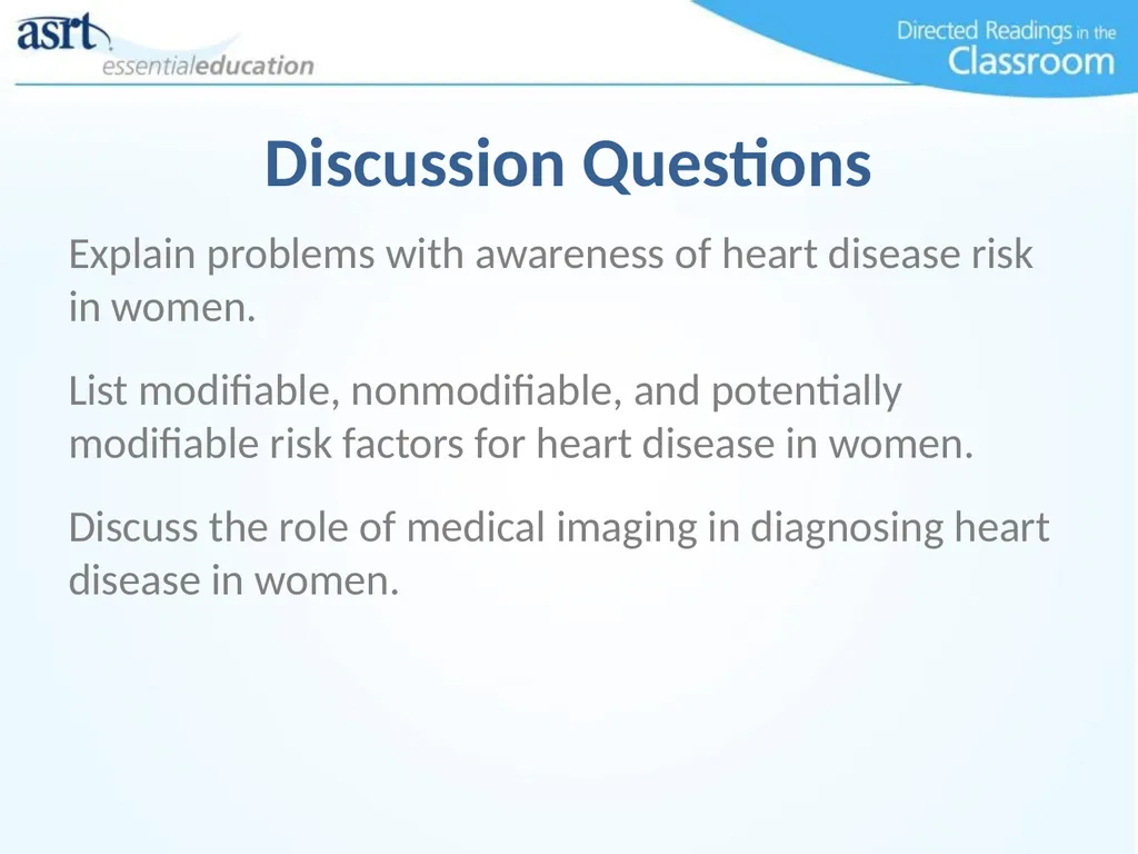 Women and Heart Disease Directed Readings In the - slide 51 of 52