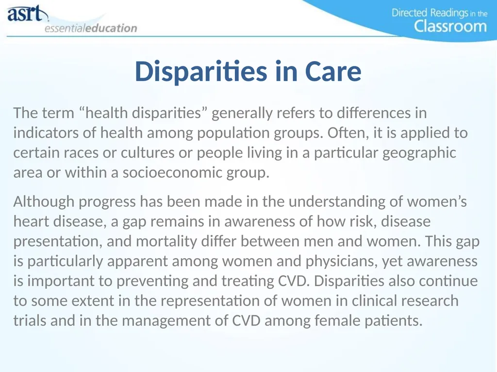 Women and Heart Disease Directed Readings In the - slide 21 of 52