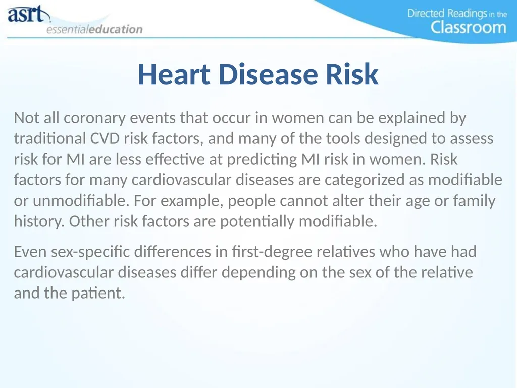 Women and Heart Disease Directed Readings In the - slide 16 of 52