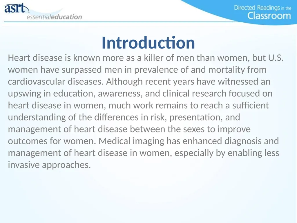 Women and Heart Disease Directed Readings In the - slide 3 of 52