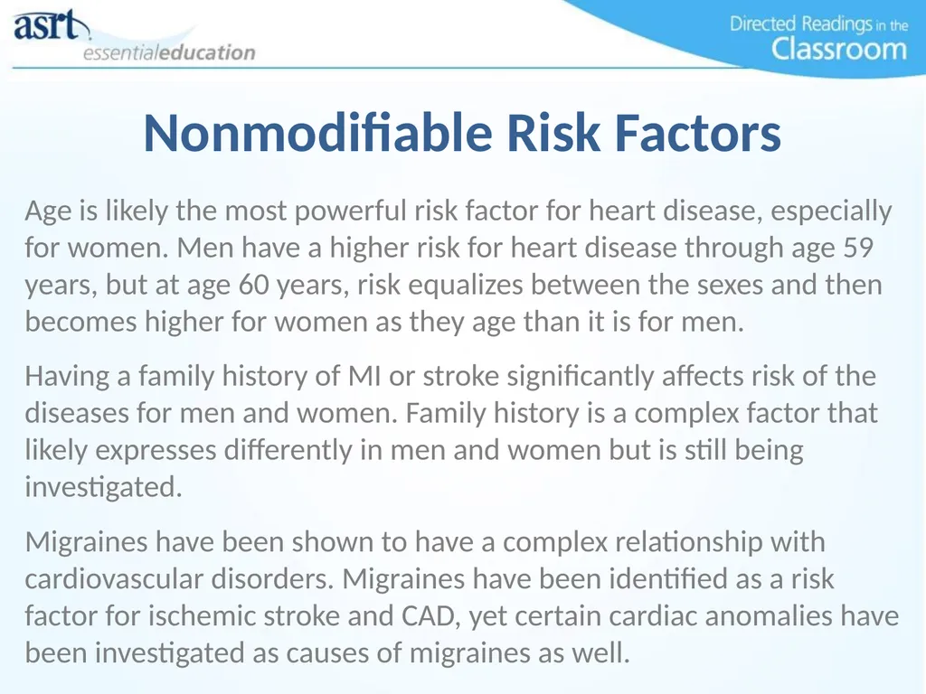 Women and Heart Disease Directed Readings In the - slide 17 of 52