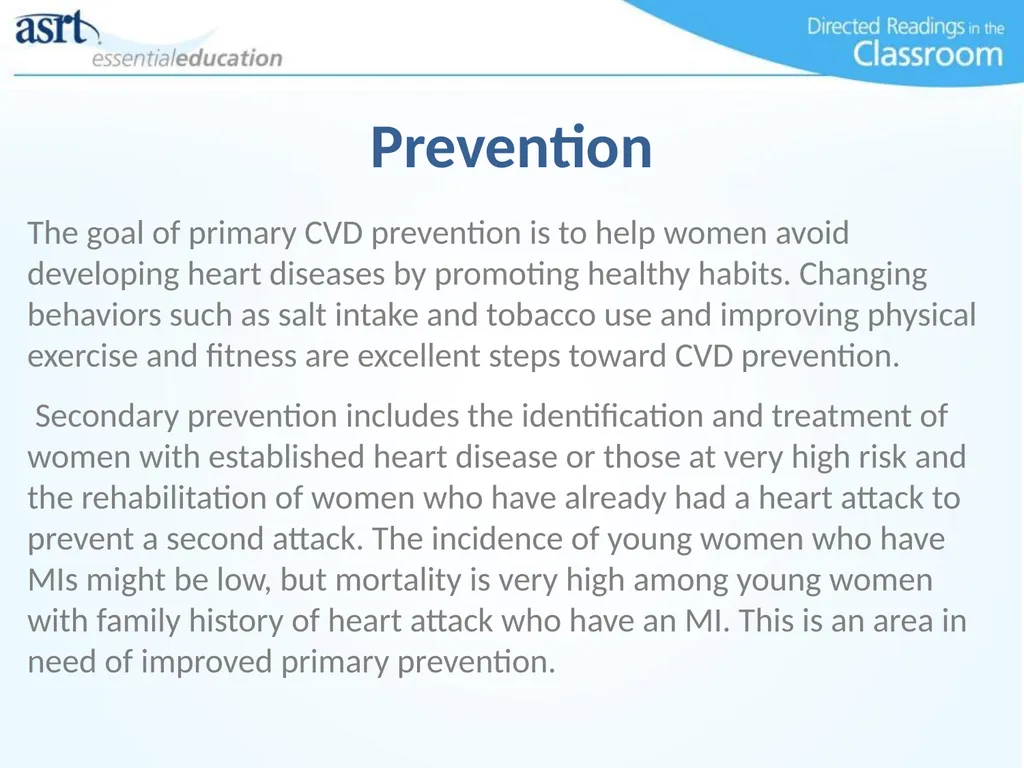 Women and Heart Disease Directed Readings In the - slide 48 of 52
