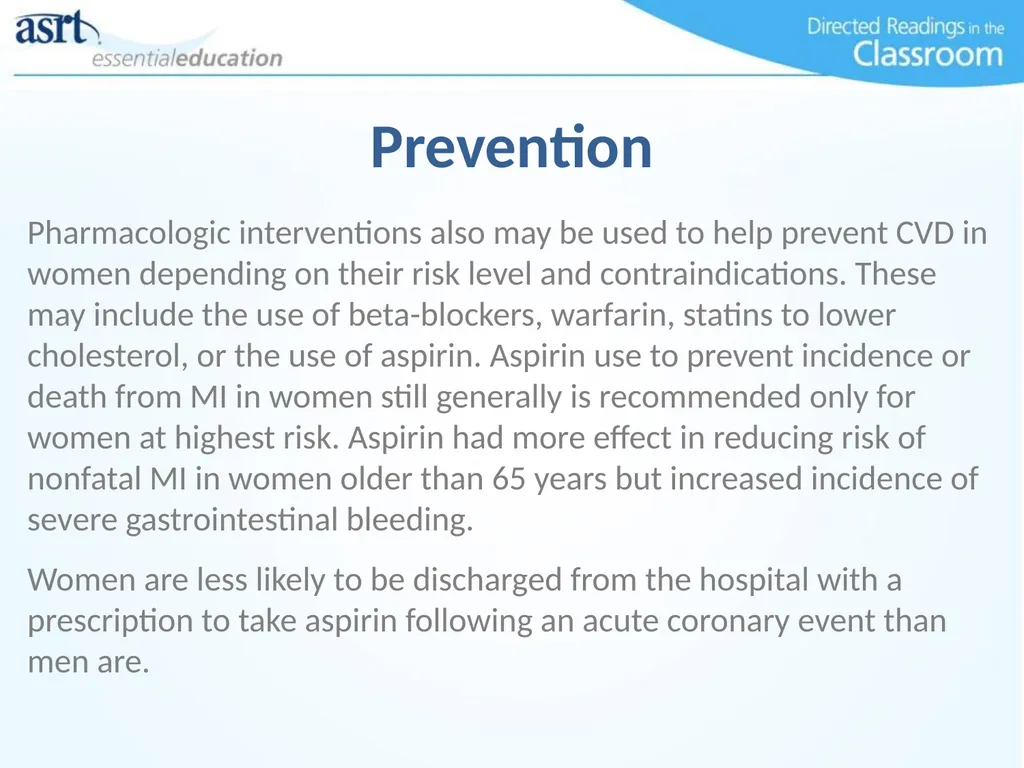 Women and Heart Disease Directed Readings In the - slide 49 of 52