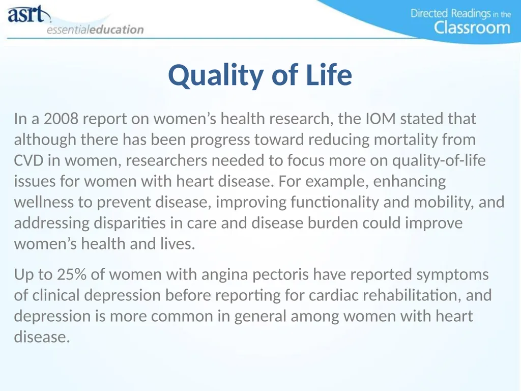Women and Heart Disease Directed Readings In the - slide 46 of 52