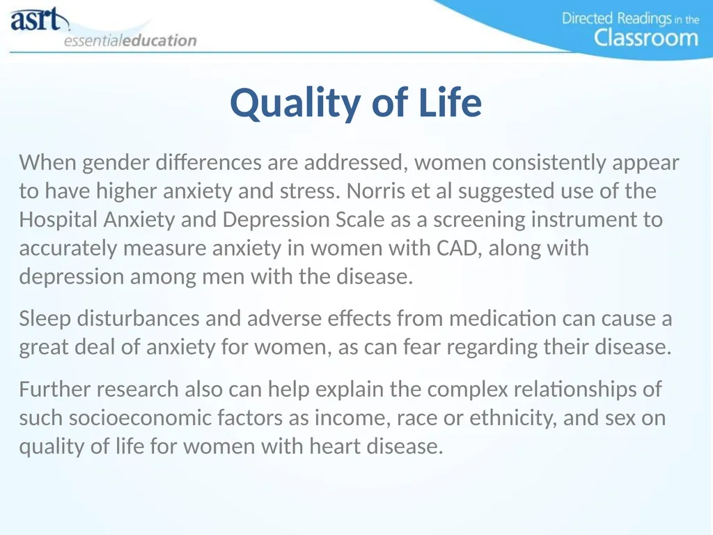 Women and Heart Disease Directed Readings In the - slide 47 of 52