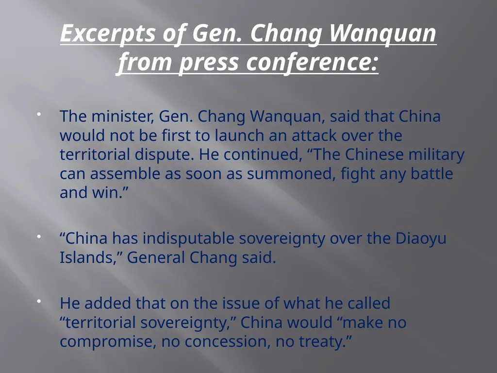 Senkaku-Diaoyu Dispute China/Japan/U.S. The United - slide 9 of 14