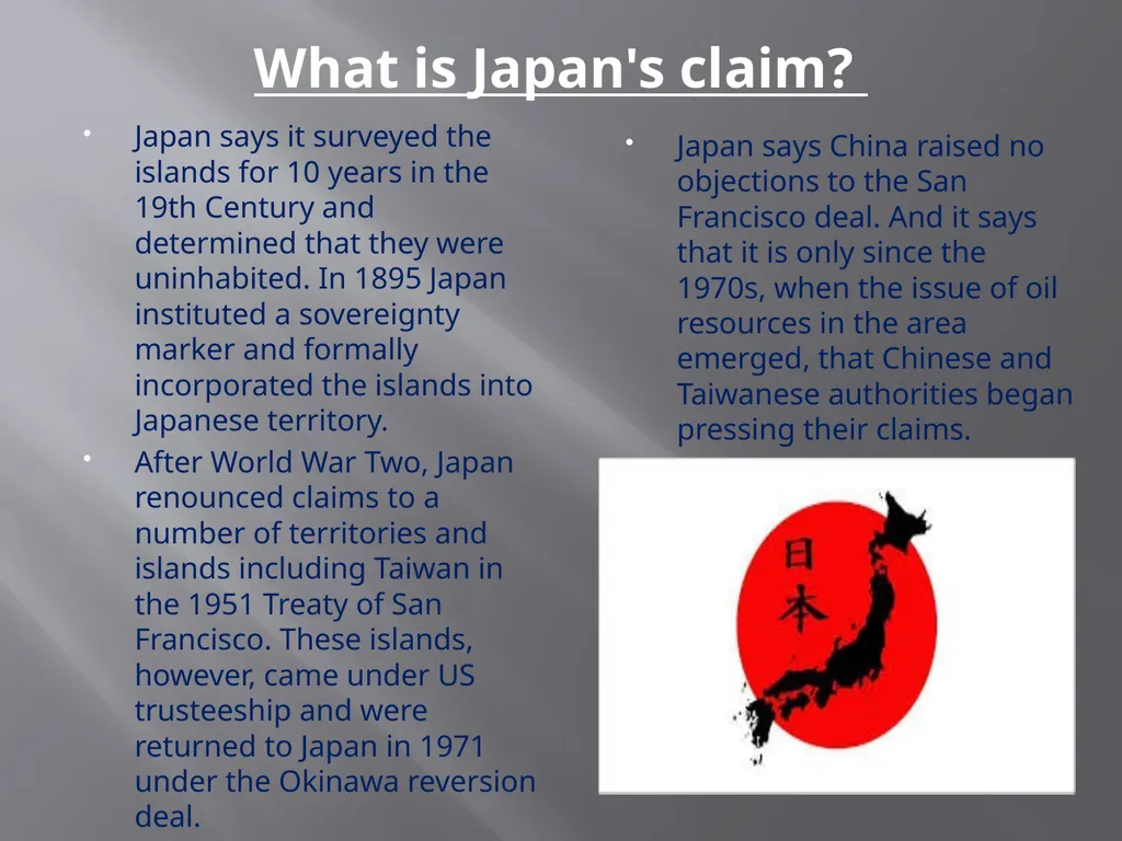 Senkaku-Diaoyu Dispute China/Japan/U.S. The United - slide 5 of 14