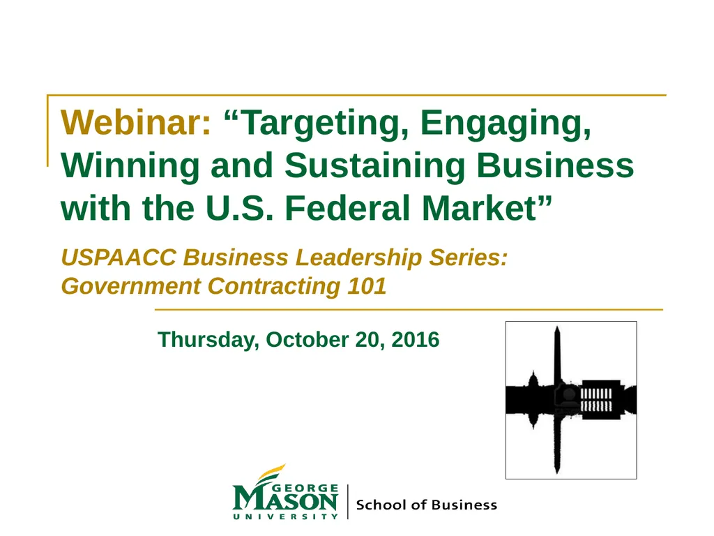 Webinar: “Targeting, Engaging, Winning and - slide 1 of 26