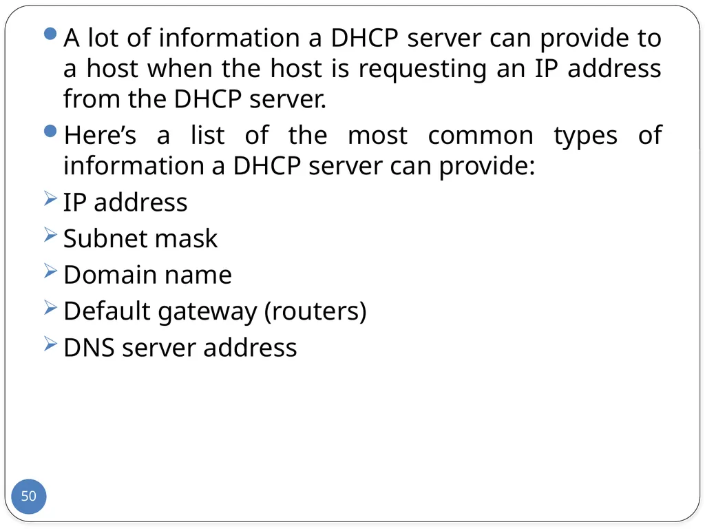 Data Communication and Computer Networks Network - slide 50 of 73