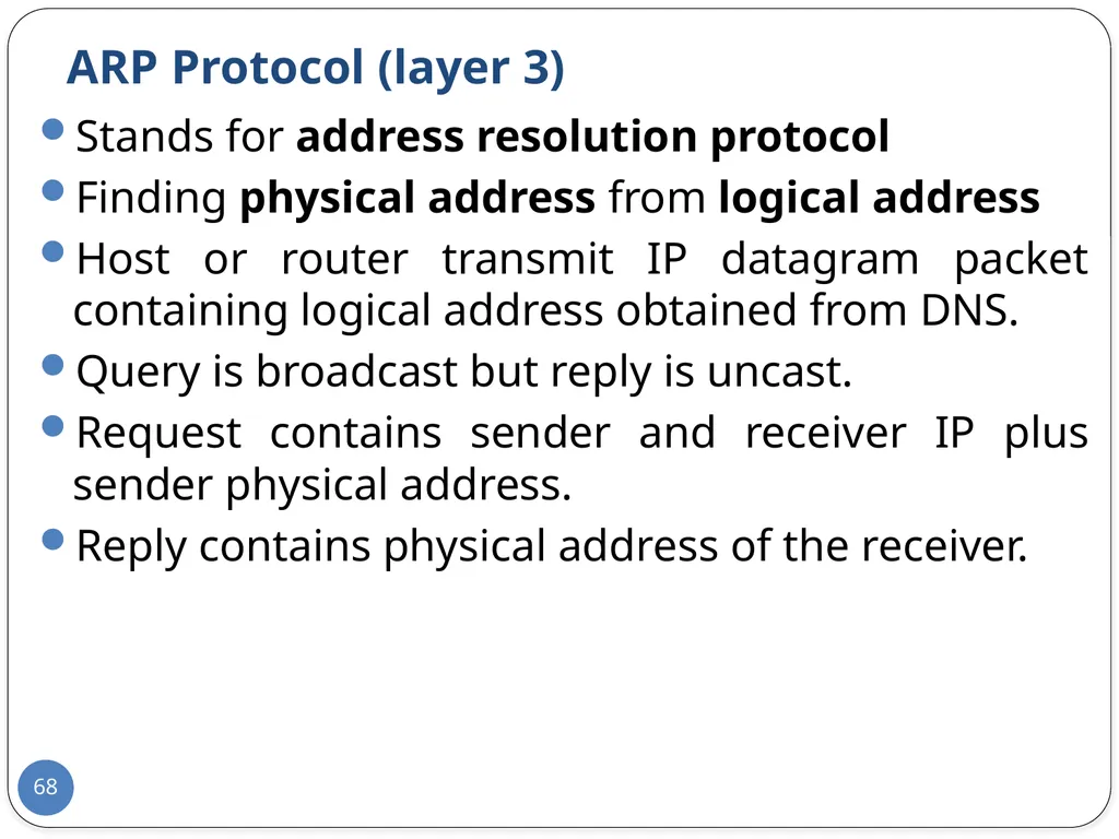 Data Communication and Computer Networks Network - slide 68 of 73