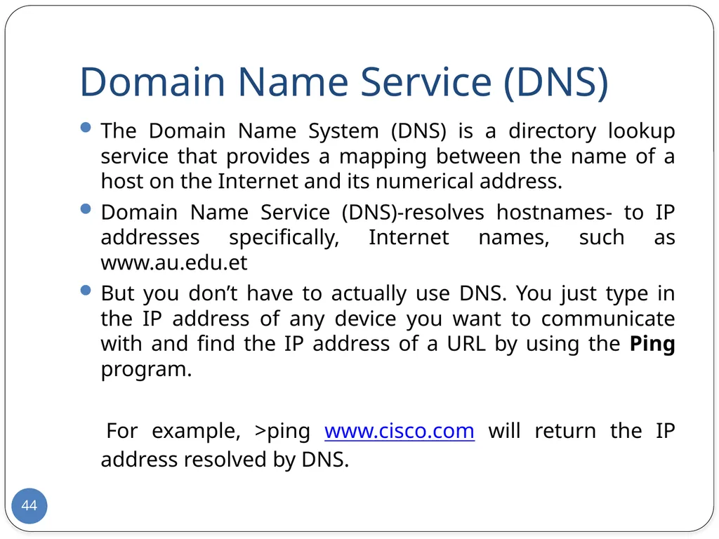 Data Communication and Computer Networks Network - slide 44 of 73