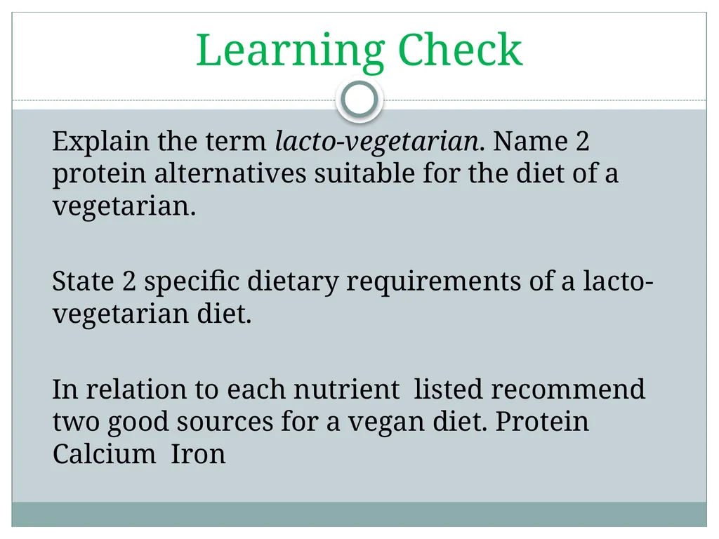 Modified Diets Vegetarian Diet Test Your Knowledge - slide 17 of 17
