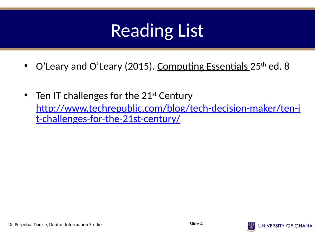 INFS 112 Introduction to information management - slide 4 of 25