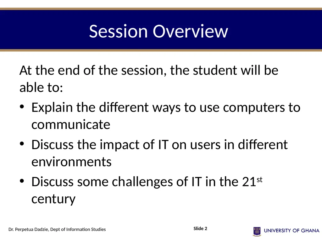 INFS 112 Introduction to information management - slide 2 of 25