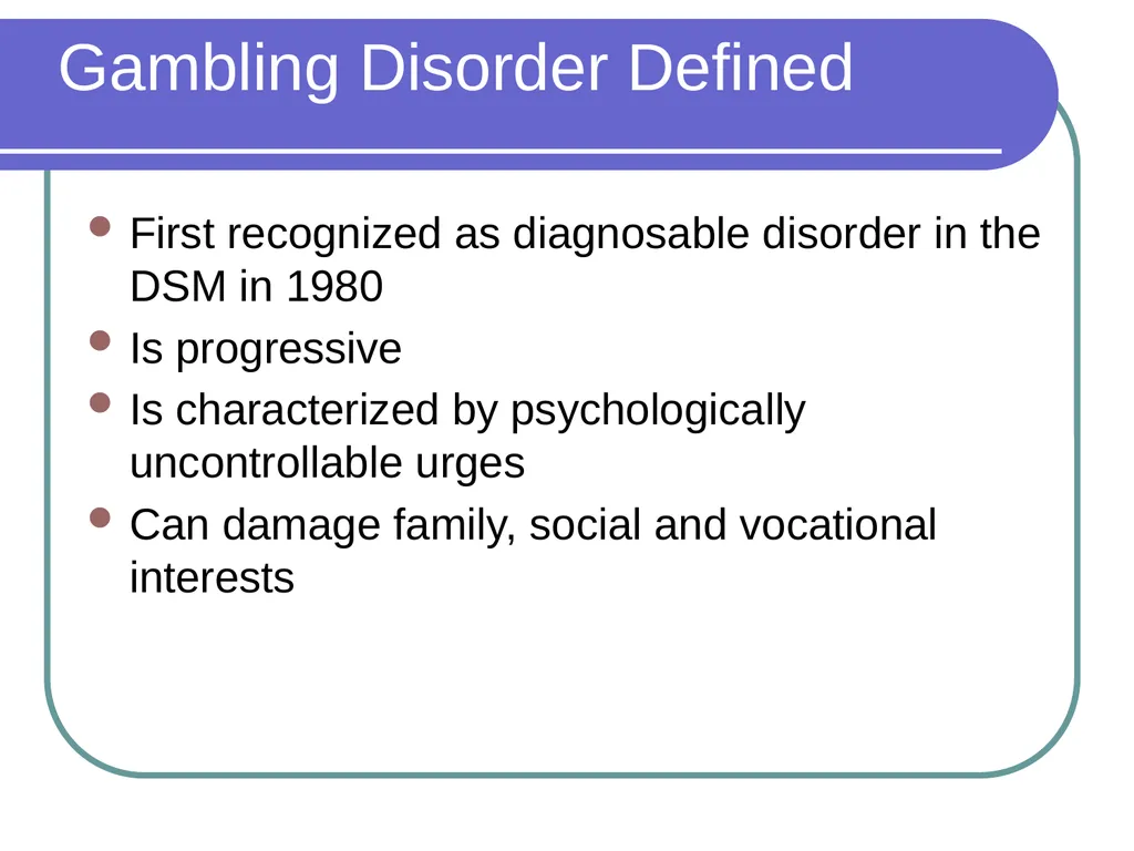 Gambling Disorders Among Veterans Maureen Corbett, - slide 3 of 47