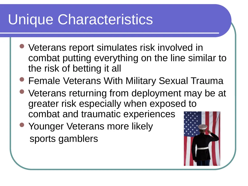 Gambling Disorders Among Veterans Maureen Corbett, - slide 15 of 47