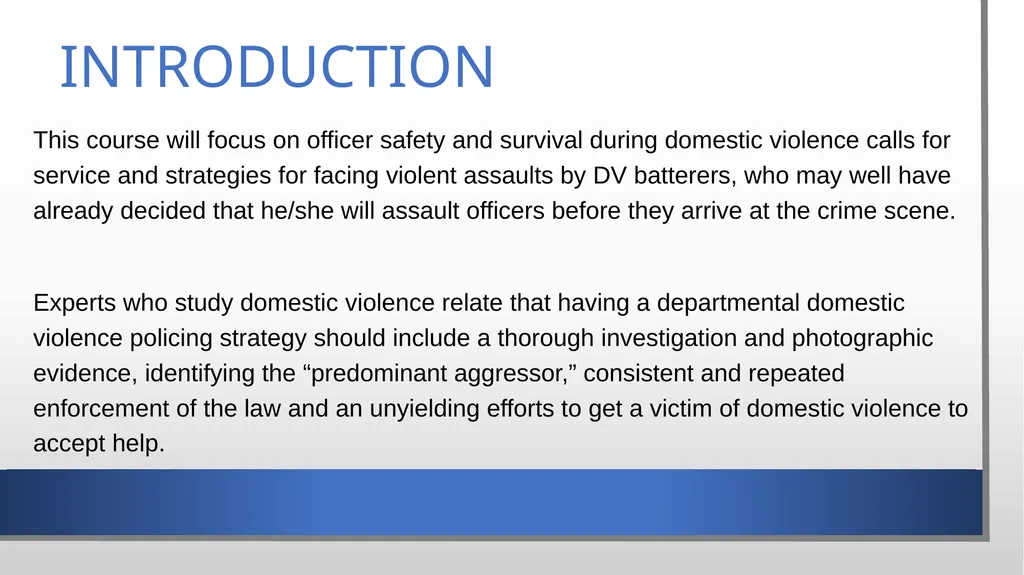 Domestic Violence and Police Response police - slide 6 of 132