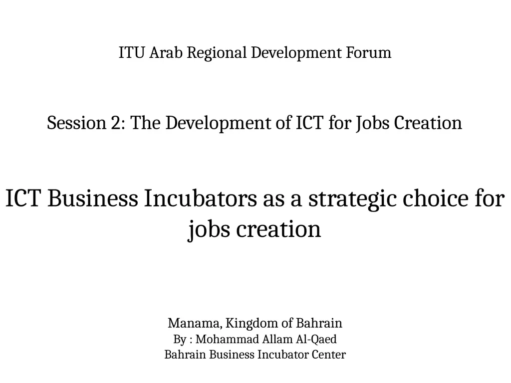 ITU Arab Regional Development Forum Session 2: The - slide 18 of 18
