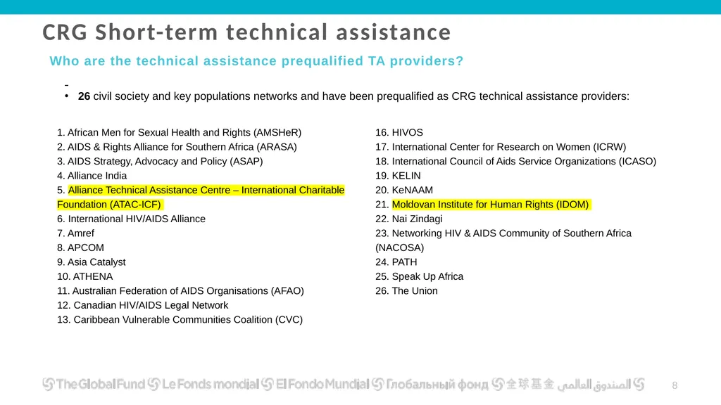 Global Fund Community, Rights and Gender Technical - slide 8 of 16
