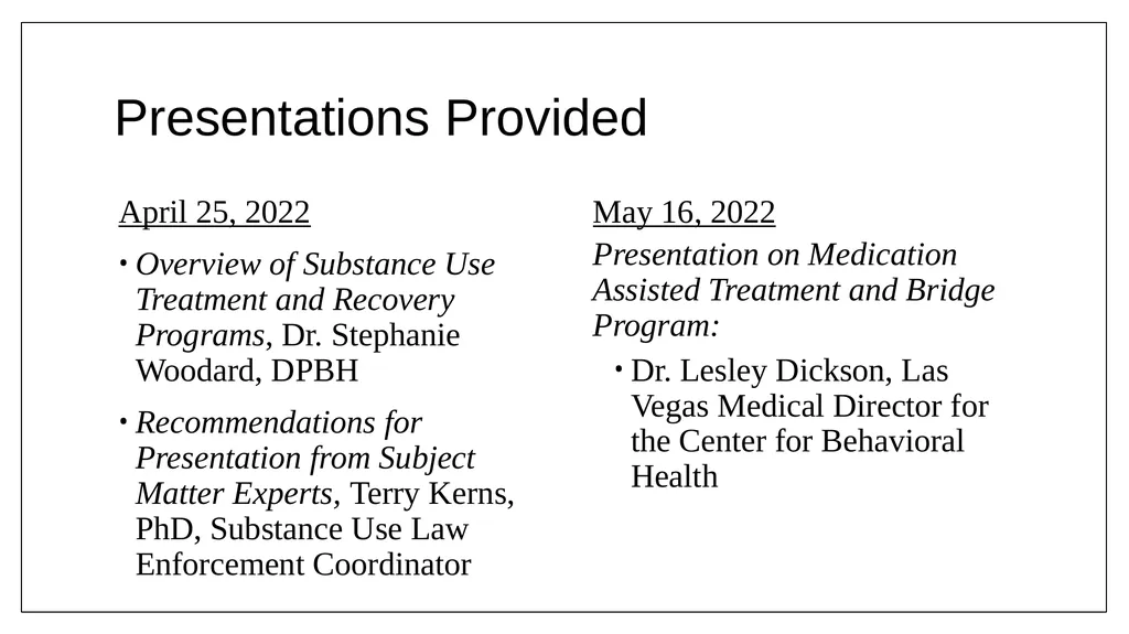 Statewide Substance Use Response Working Group - slide 25 of 60