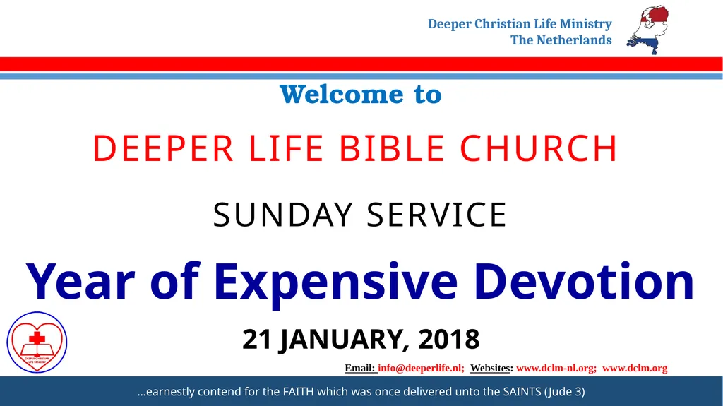 Welcome to DEEPER LIFE BIBLE CHURCH SUNDAY SERVICE - slide 1 of 34