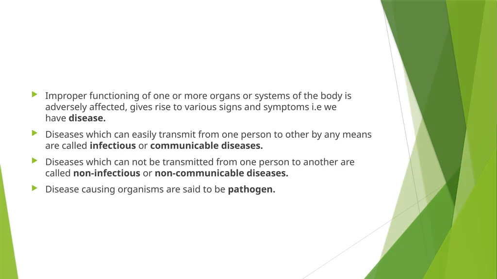 HUMAN HEALTH AND DISEASE Improper functioning of - slide 2 of 48