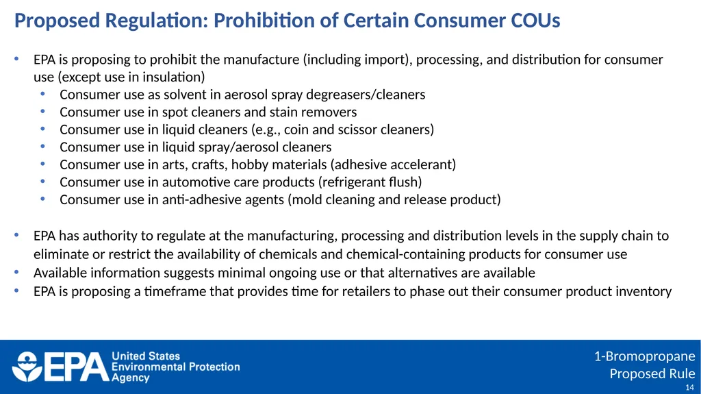 1-Bromopropane (1-BP) Proposed Rulemaking Under - slide 14 of 27