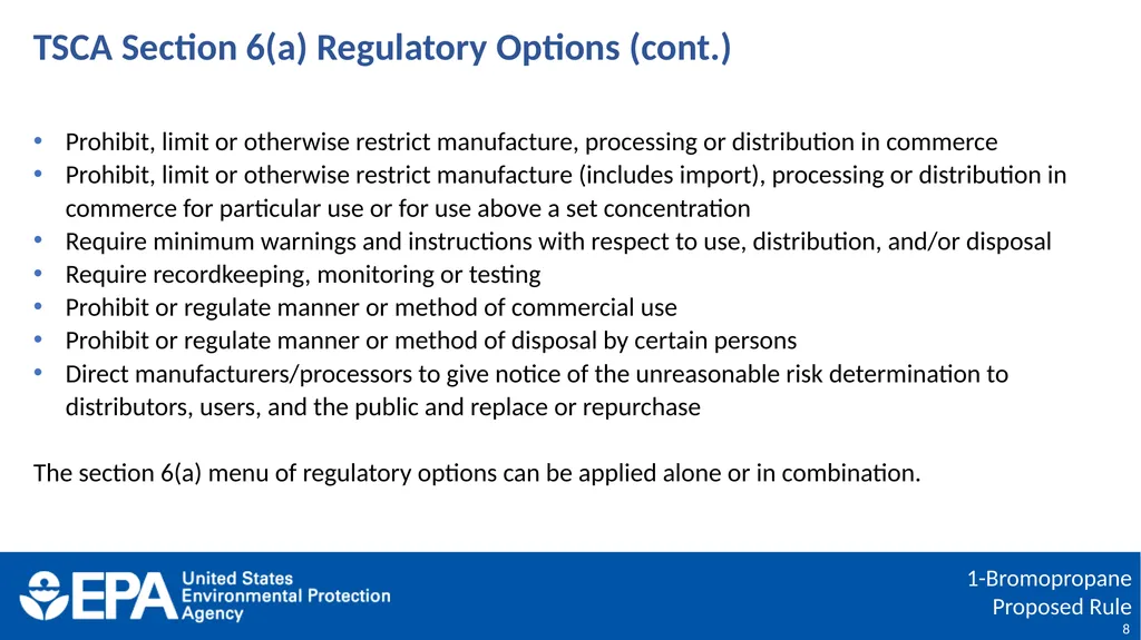 1-Bromopropane (1-BP) Proposed Rulemaking Under - slide 8 of 27