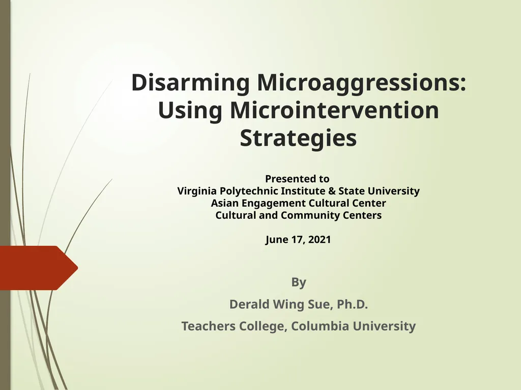 Disarming Microaggressions: Using - slide 1 of 45