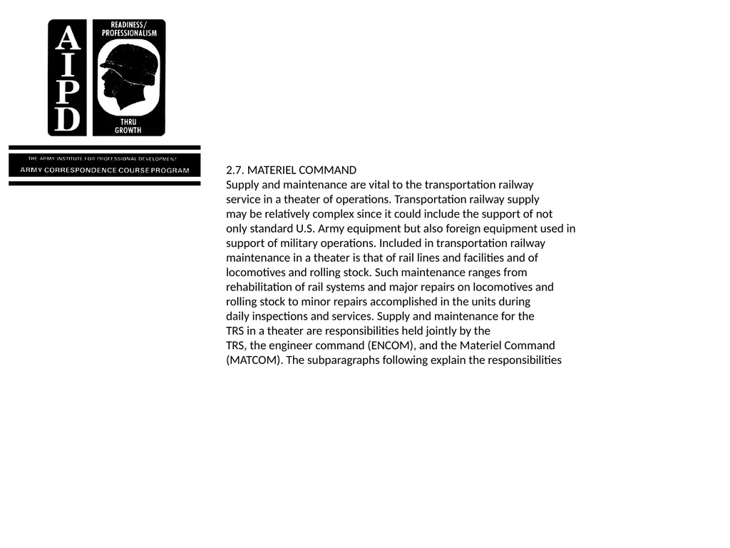 INTRODUCTION Military railroads operate basically - slide 42 of 95