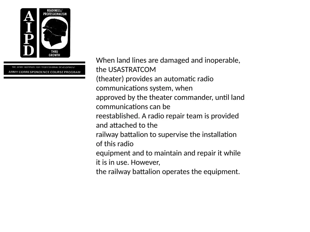 INTRODUCTION Military railroads operate basically - slide 52 of 95
