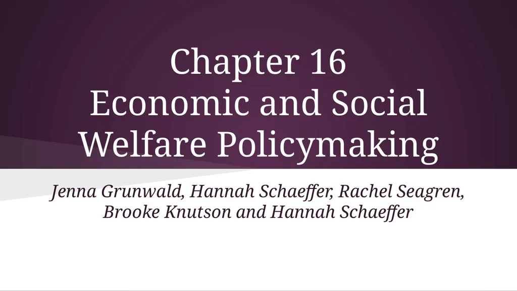 Chapter 16 Economic and Social Welfare