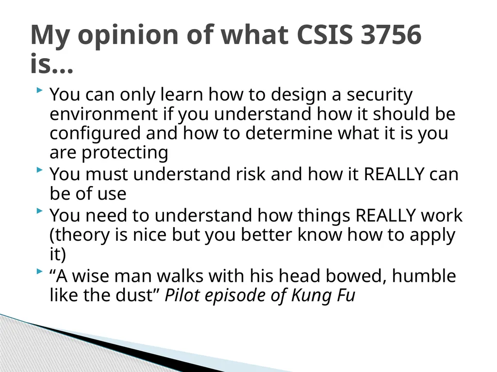 CSIS 3756 Security Design Mr. Mark Welton Course - slide 8 of 32
