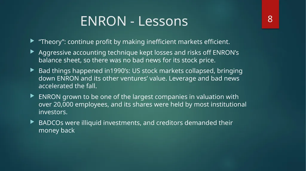 Forensic Finance: ENRON and Others Stephen A. Ross - slide 8 of 15